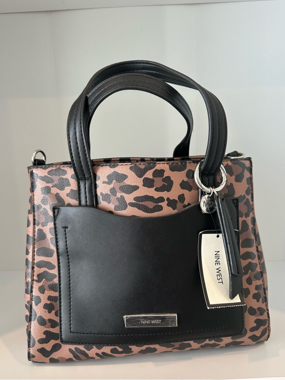 Nine West Leopard-Print Purse with Black Front Pocket -NWT